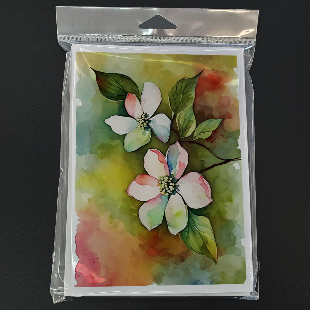 Virginia American Dogwood in Watercolor Greeting Cards Pack of 8