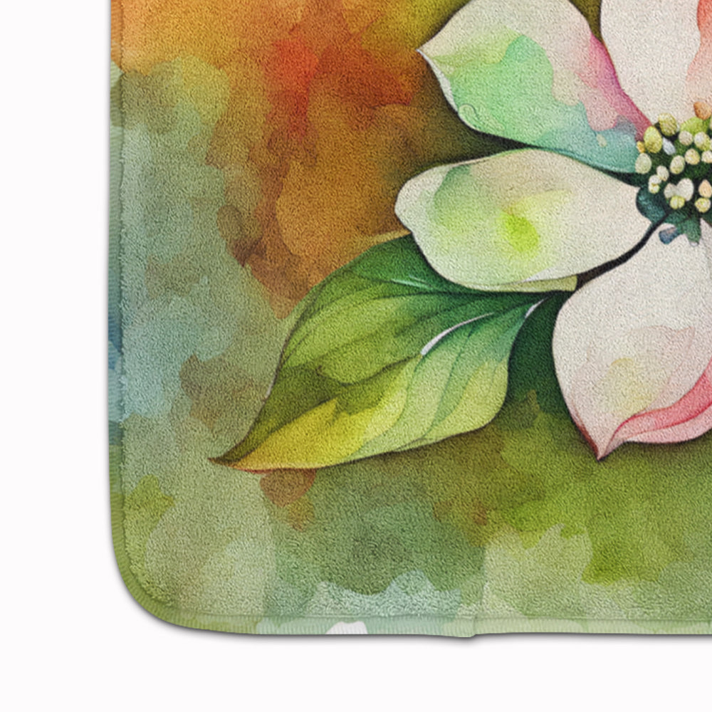 Virginia American Dogwood in Watercolor Memory Foam Kitchen Mat