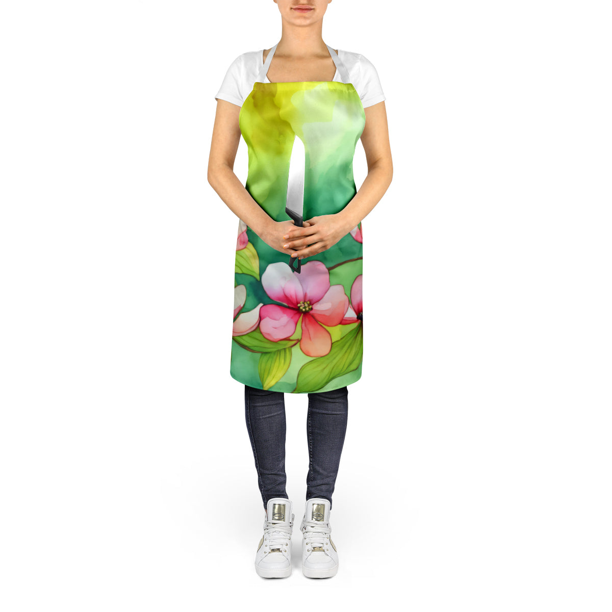 Virginia American Dogwood in Watercolor Apron