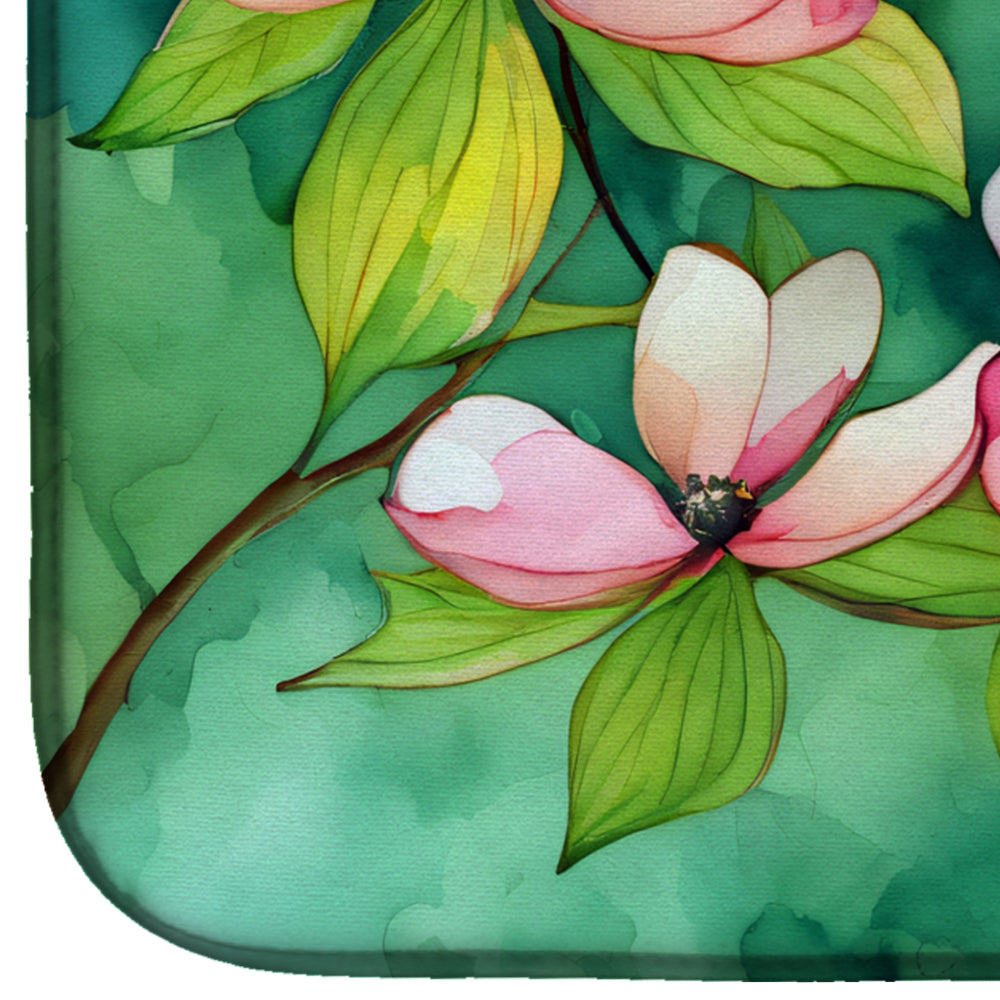 Virginia American Dogwood in Watercolor Dish Drying Mat