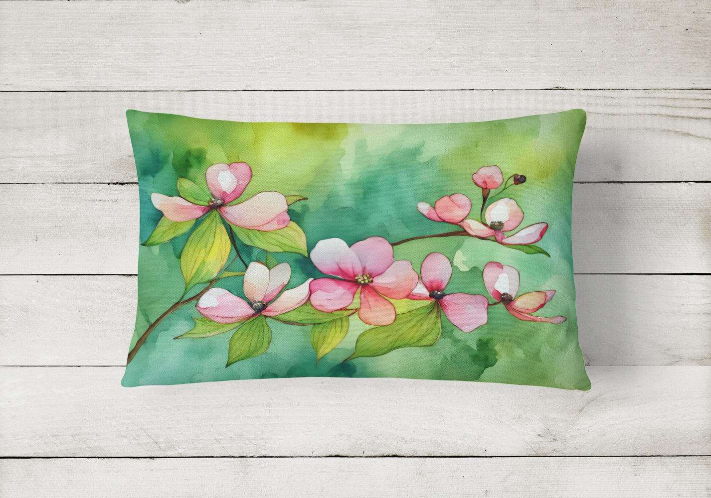 Virginia American Dogwood in Watercolor Throw Pillow