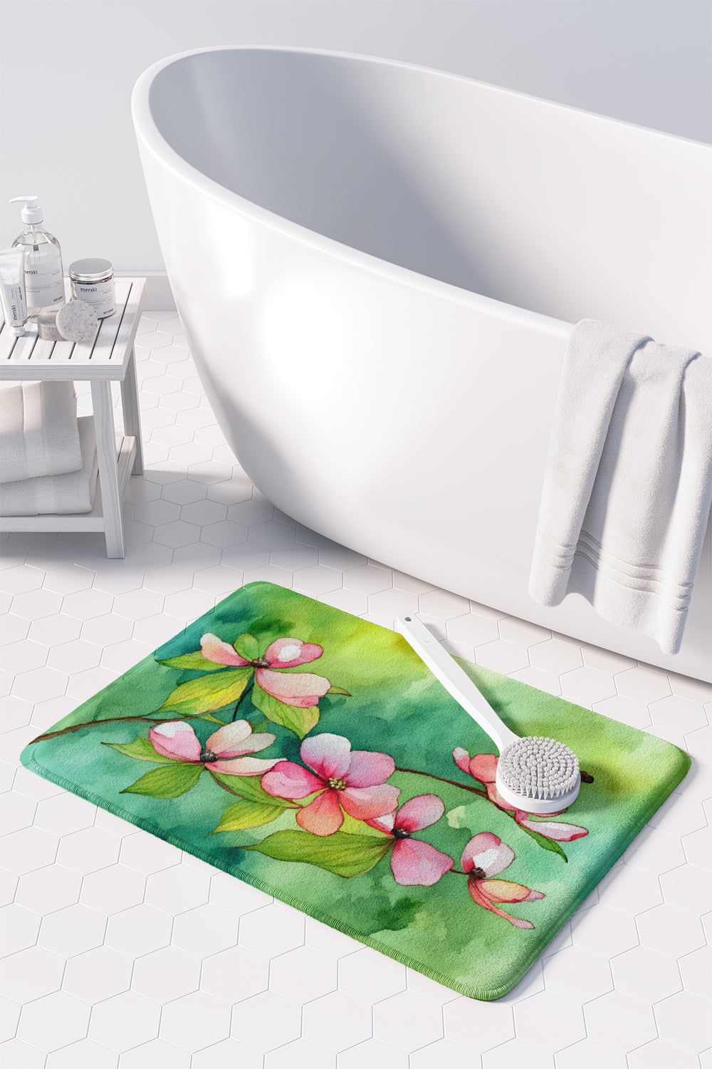 Virginia American Dogwood in Watercolor Memory Foam Kitchen Mat