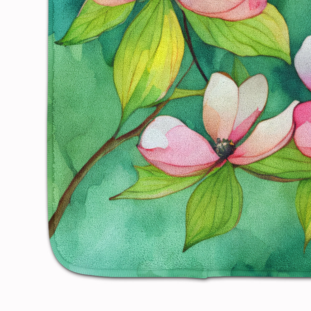 Virginia American Dogwood in Watercolor Memory Foam Kitchen Mat