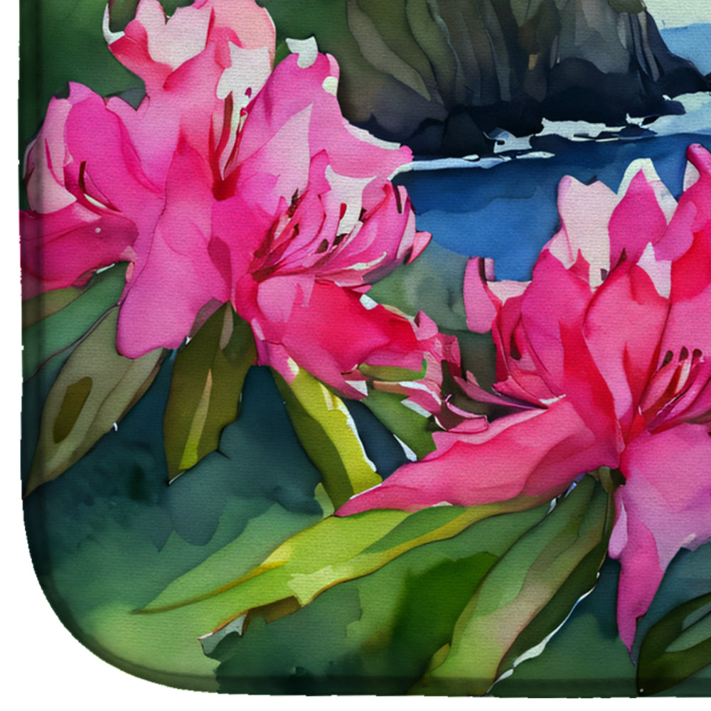 Washington Coast Rhododendrons in Watercolor Dish Drying Mat