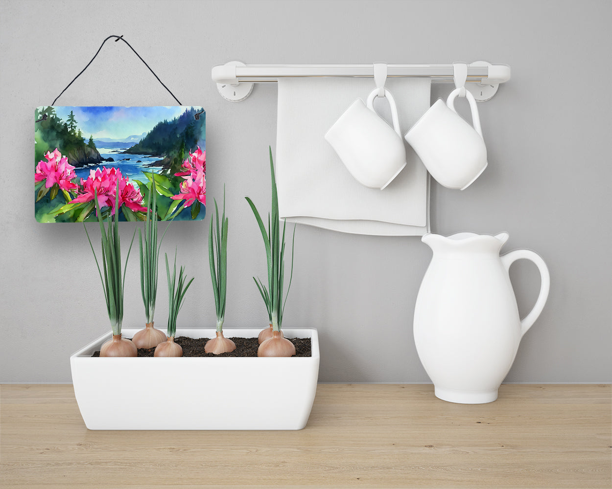 Washington Coast Rhododendrons in Watercolor Wall or Door Hanging Prints