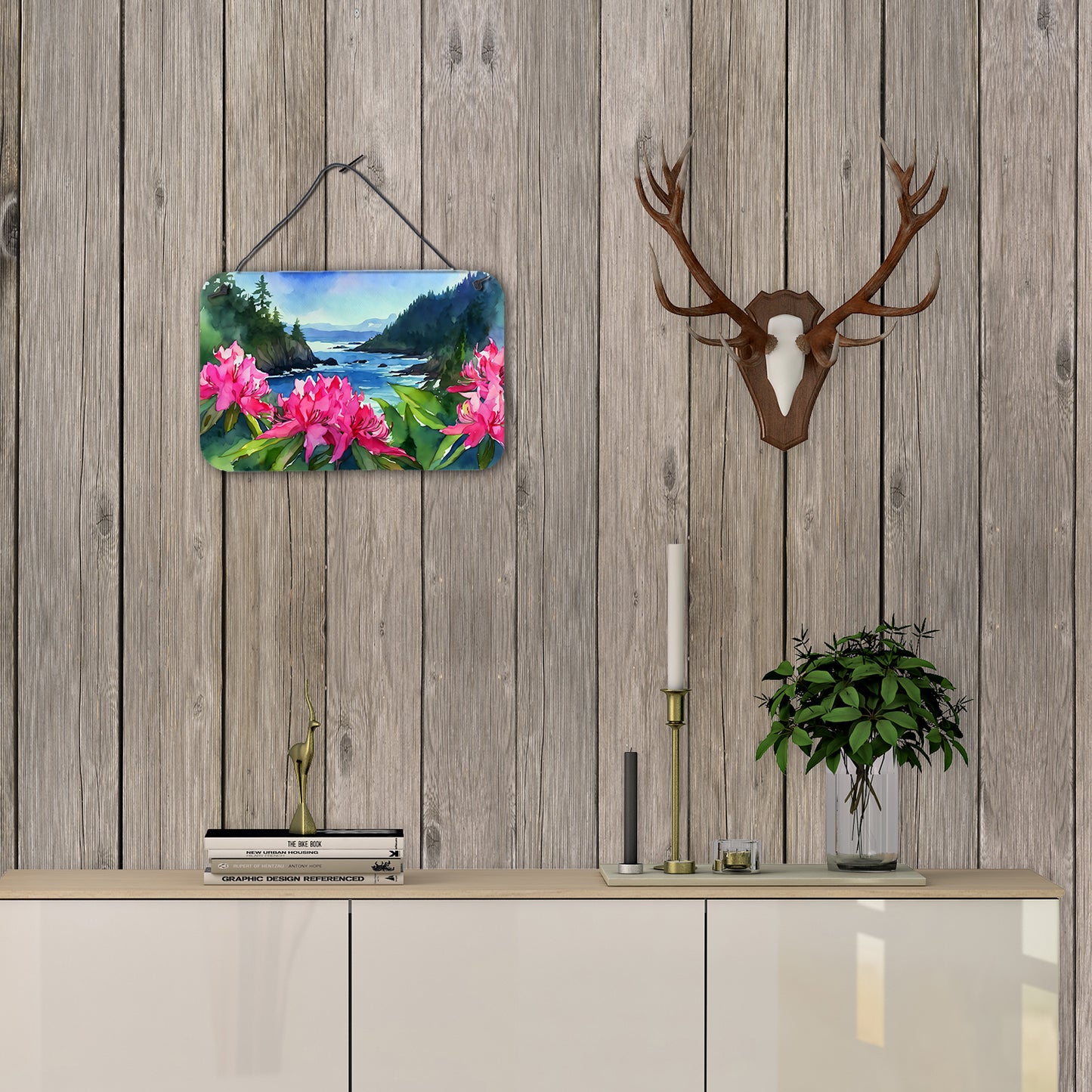 Washington Coast Rhododendrons in Watercolor Wall or Door Hanging Prints