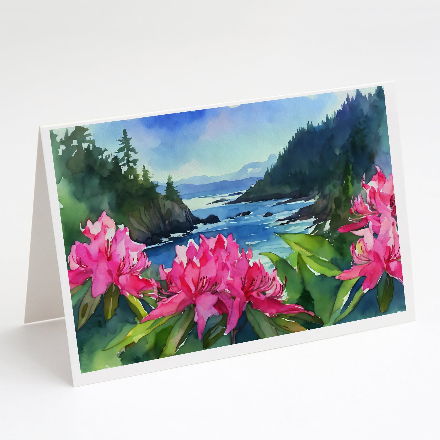 Buy this Washington Coast Rhododendrons in Watercolor Greeting Cards Pack of 8