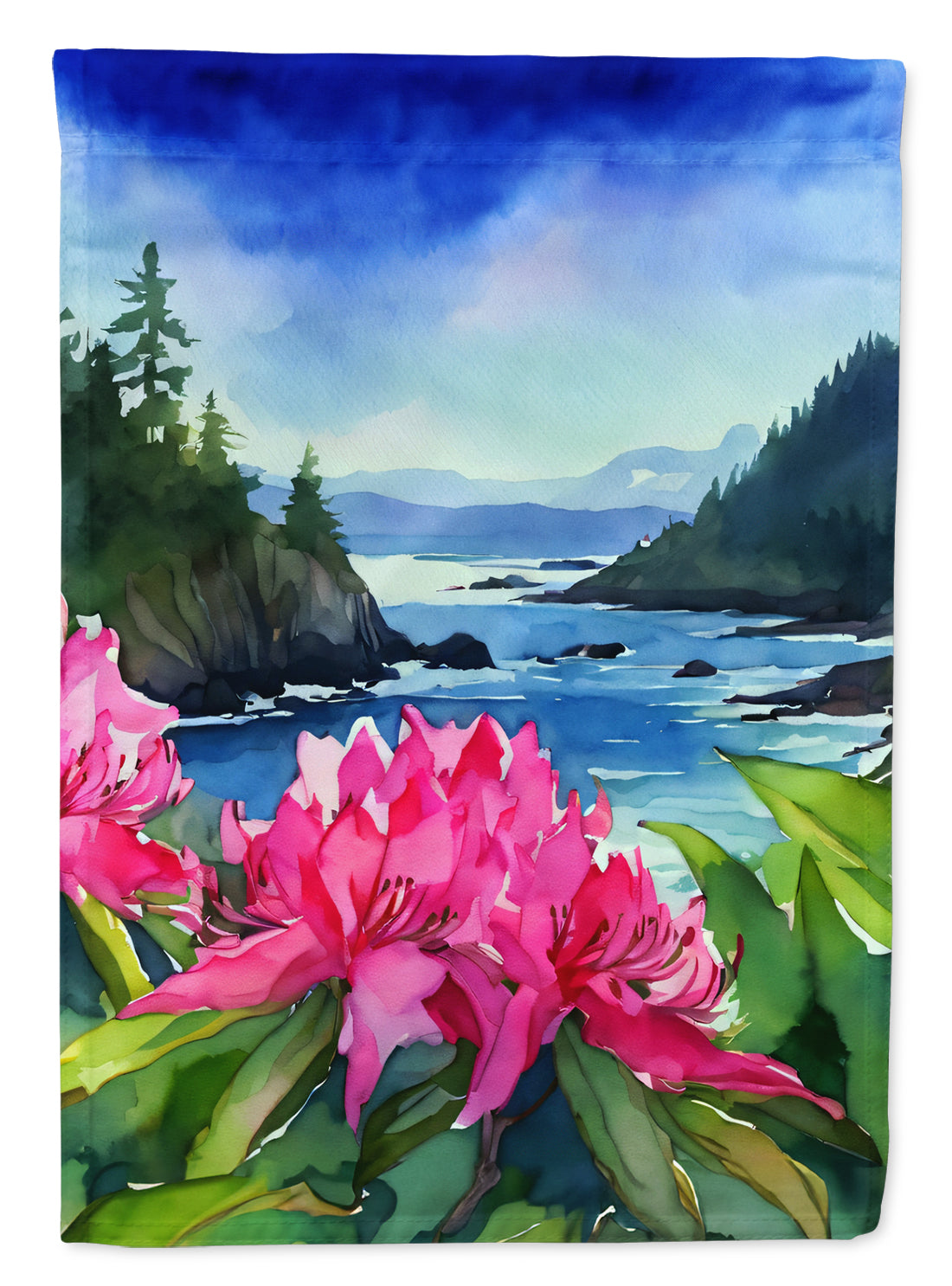 Buy this Washington Coast Rhododendrons in Watercolor Garden Flag