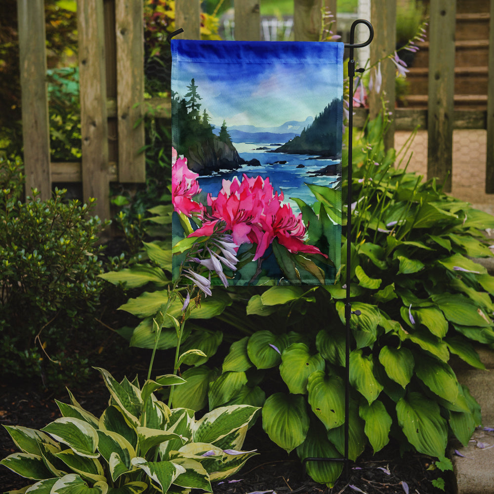 Washington Coast Rhododendrons in Watercolor Garden Flag