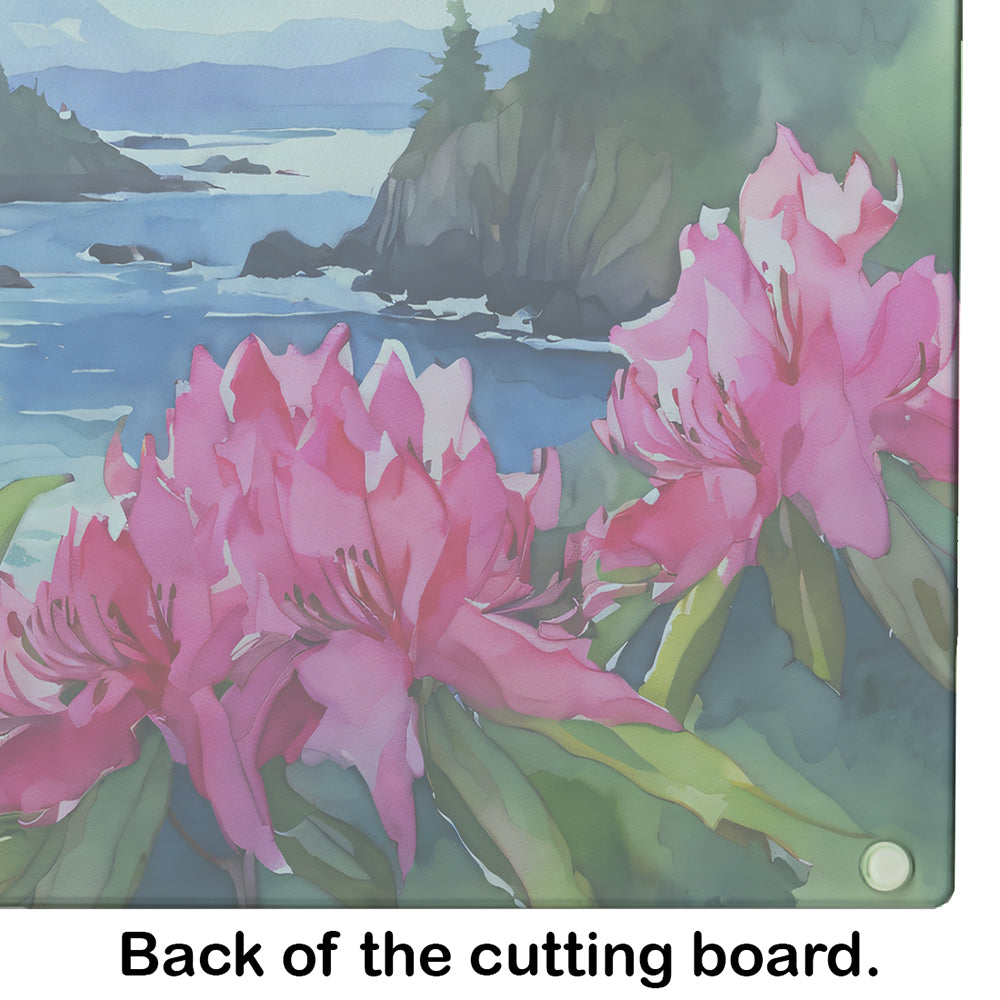 Washington Coast Rhododendrons in Watercolor Glass Cutting Board