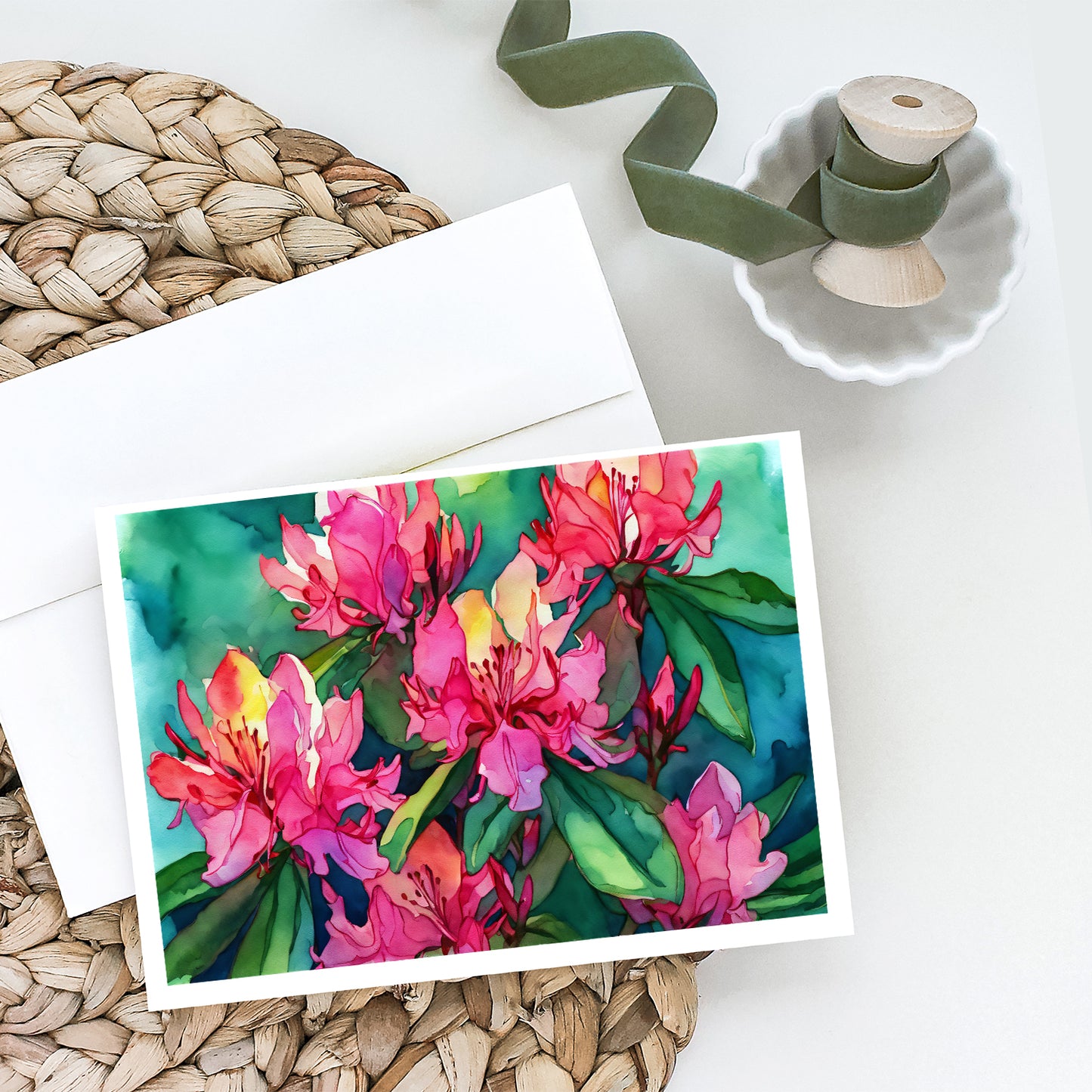 West Virginia Rhododendrons in Watercolor Greeting Cards Pack of 8