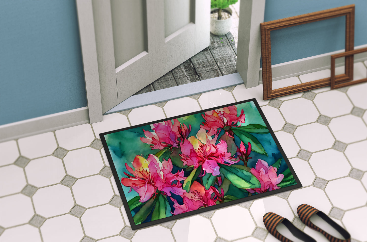 West Virginia Rhododendrons in Watercolor Doormat