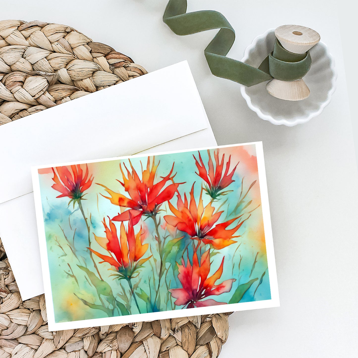 Wyoming Indian Paintbrush in Watercolor Greeting Cards Pack of 8