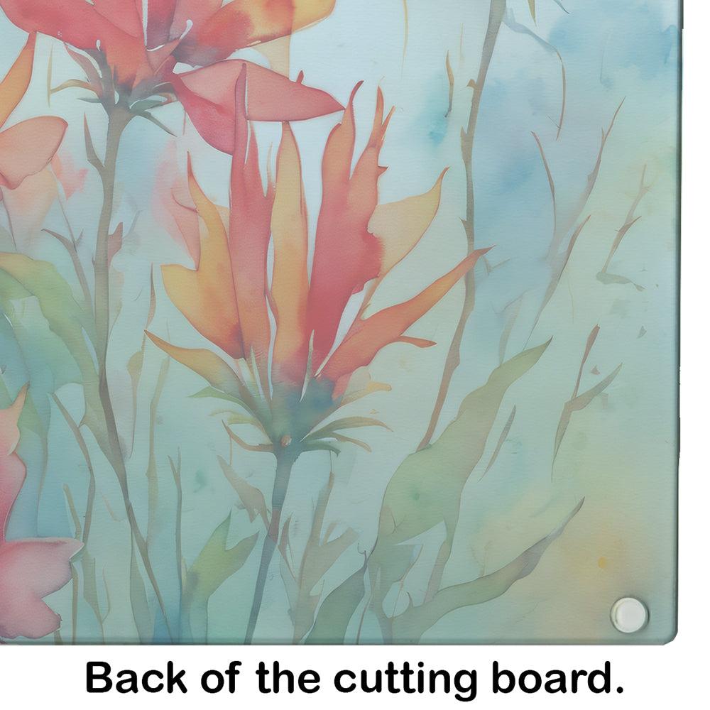 Wyoming Indian Paintbrush in Watercolor Glass Cutting Board