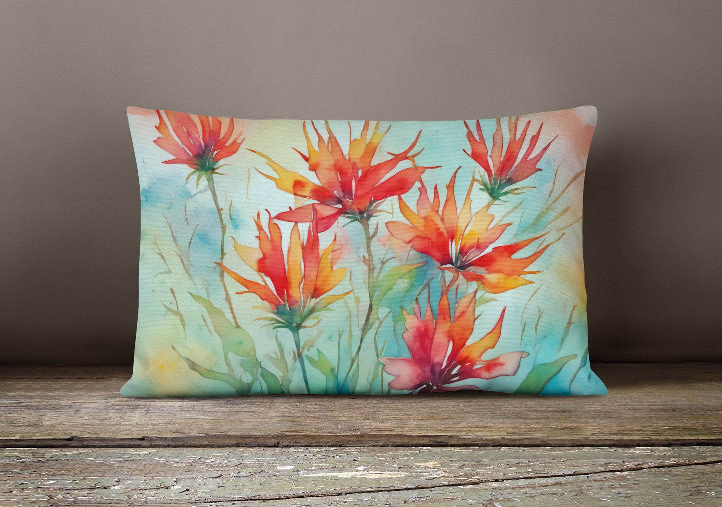 Wyoming Indian Paintbrush in Watercolor Throw Pillow