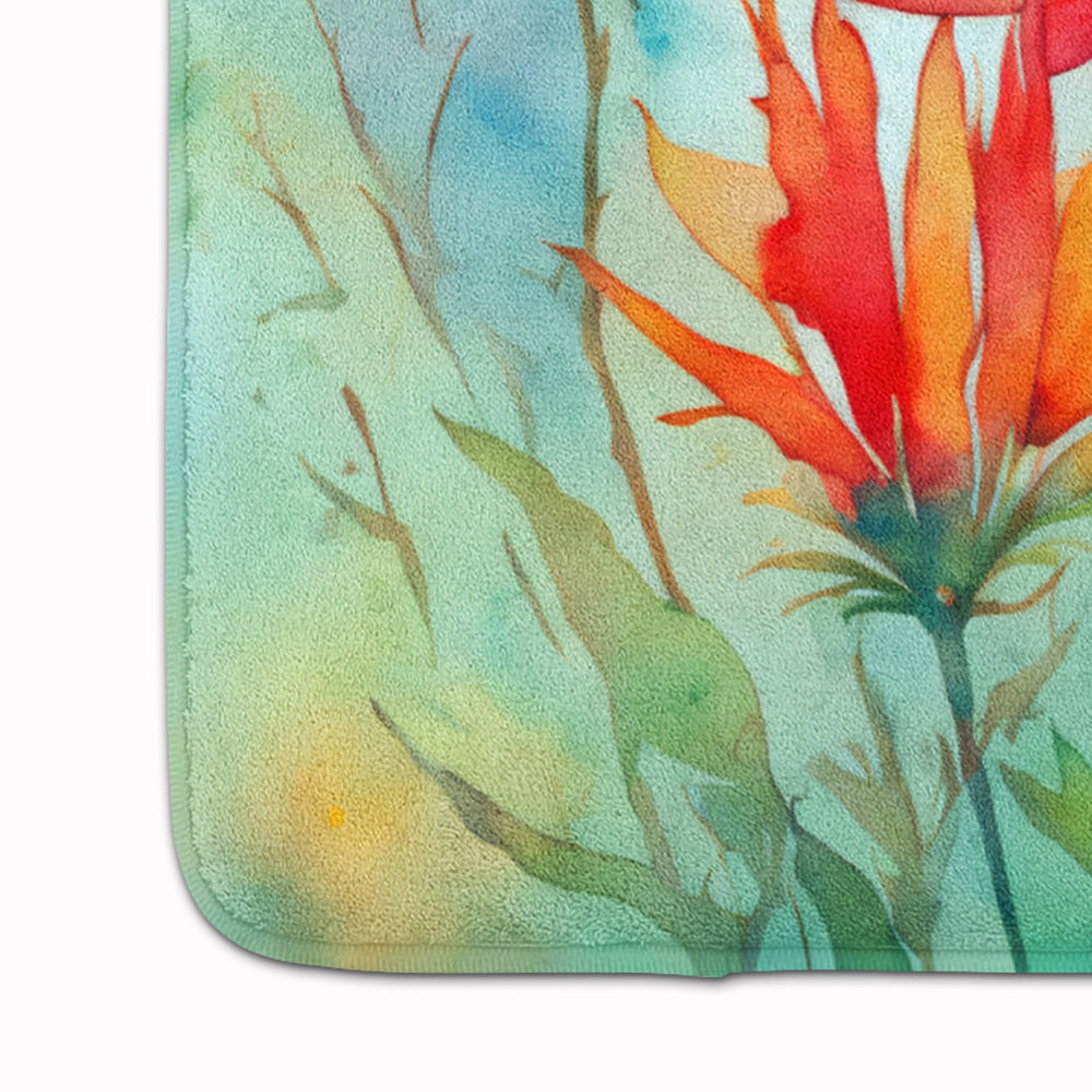 Wyoming Indian Paintbrush in Watercolor Memory Foam Kitchen Mat