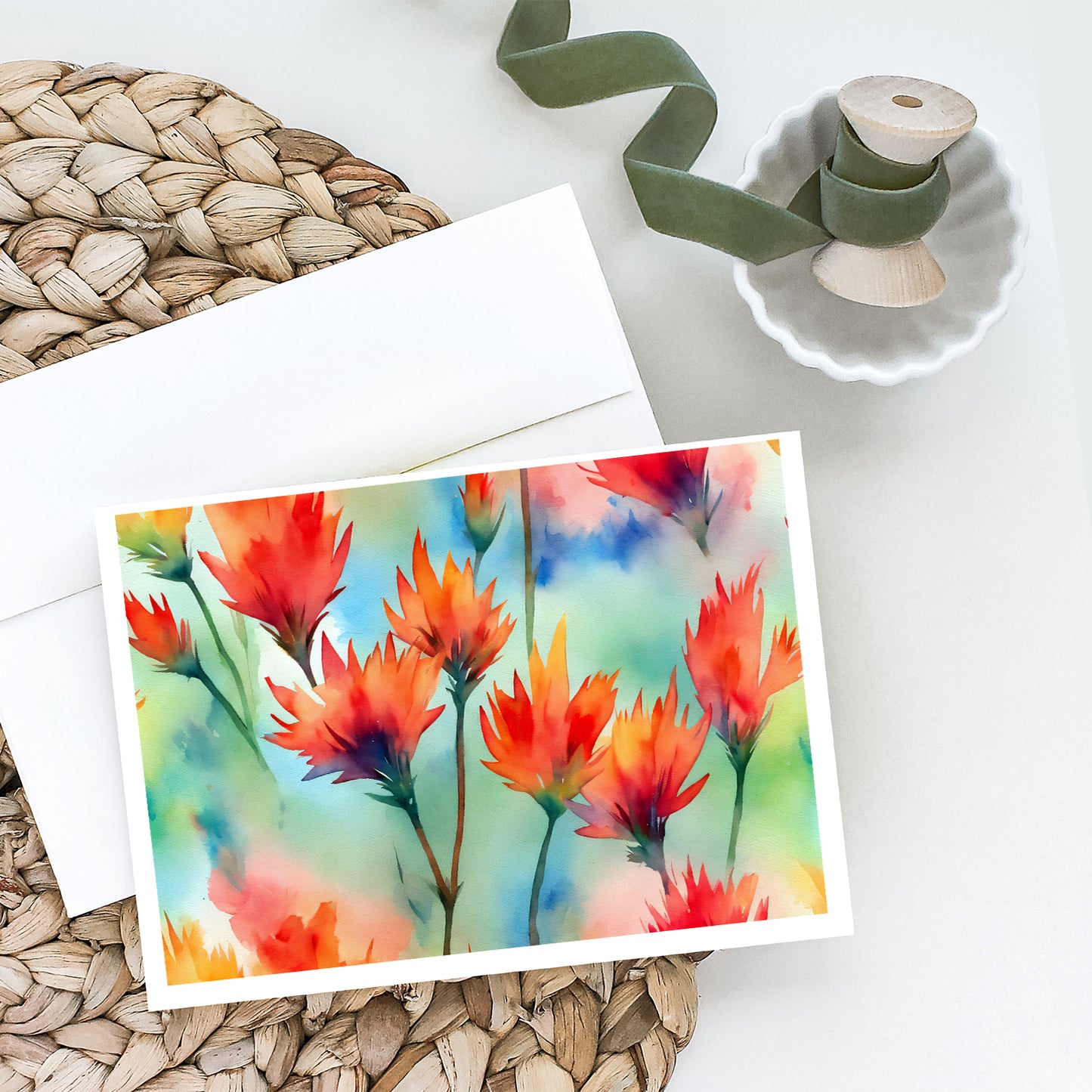 Wyoming Indian Paintbrush in Watercolor Greeting Cards Pack of 8