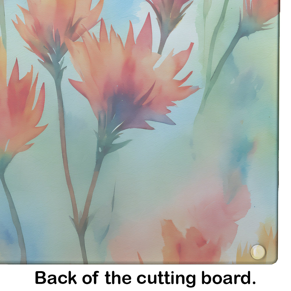 Wyoming Indian Paintbrush in Watercolor Glass Cutting Board