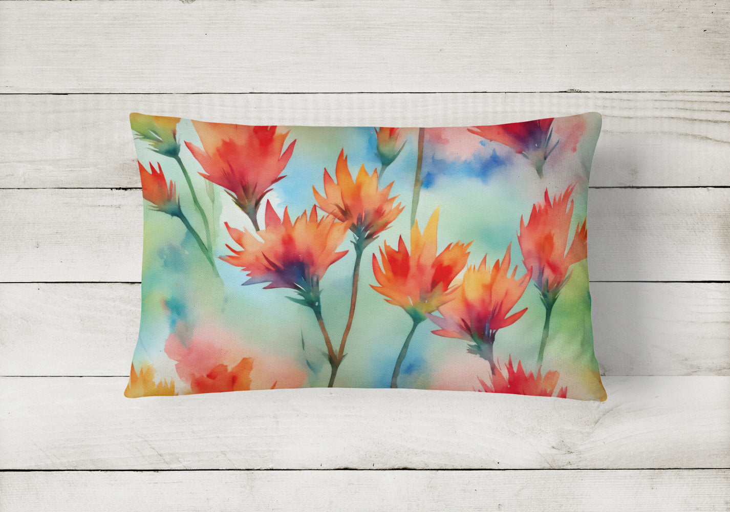 Wyoming Indian Paintbrush in Watercolor Throw Pillow