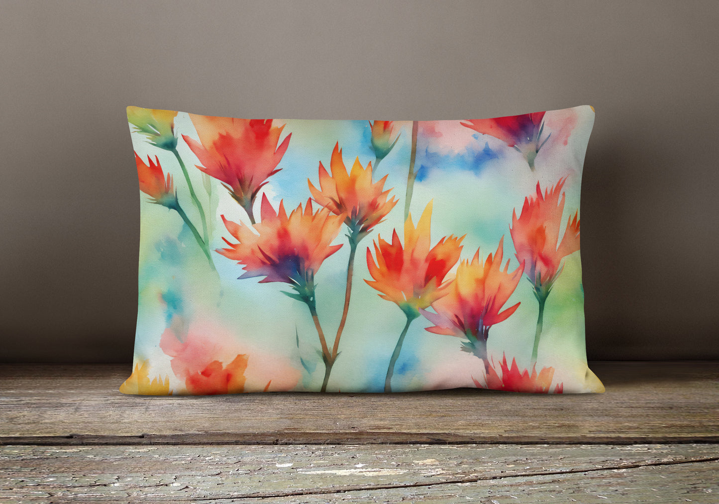 Wyoming Indian Paintbrush in Watercolor Throw Pillow