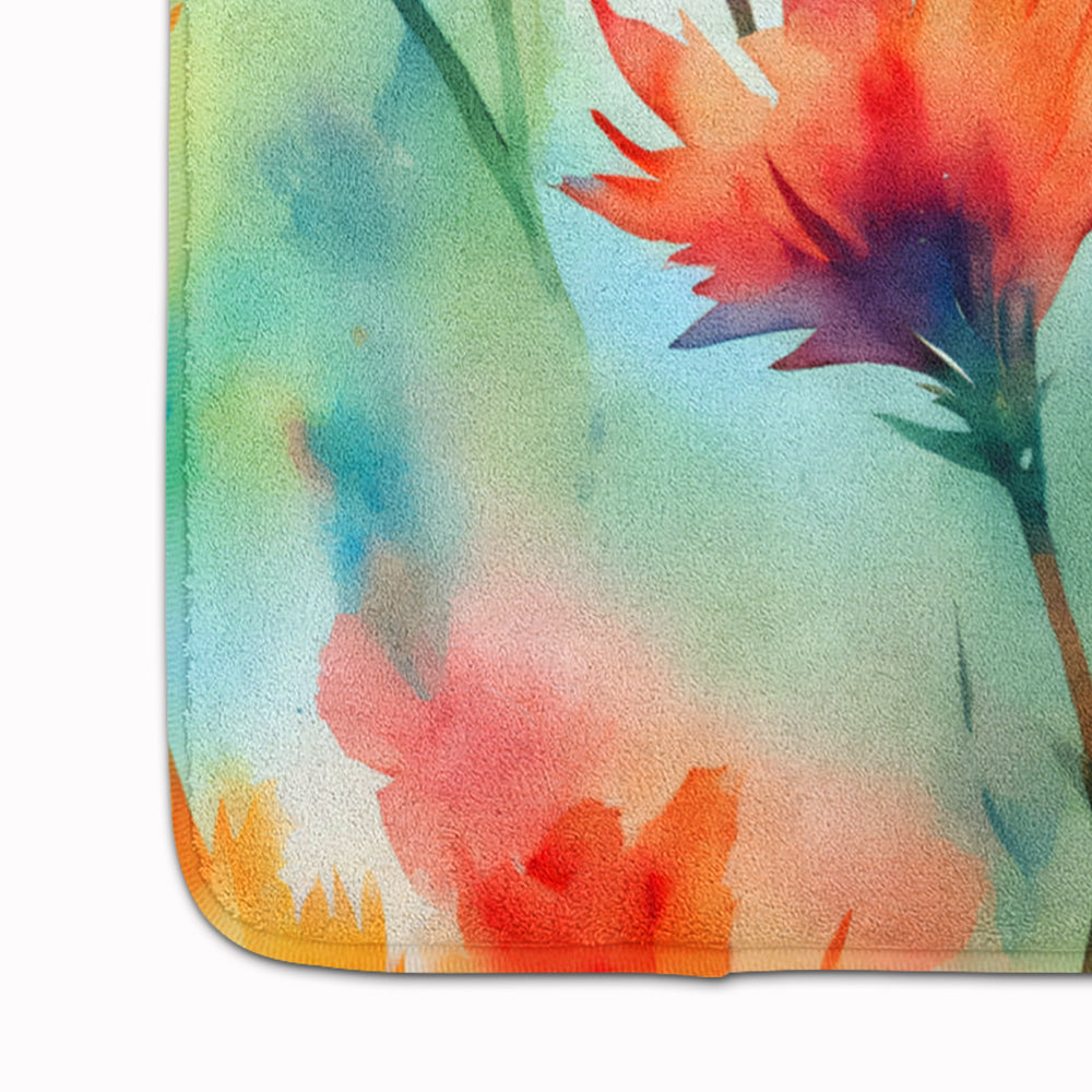 Wyoming Indian Paintbrush in Watercolor Memory Foam Kitchen Mat