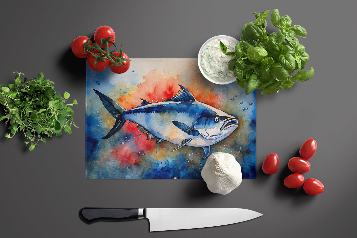 Bluefin Tuna Glass Cutting Board