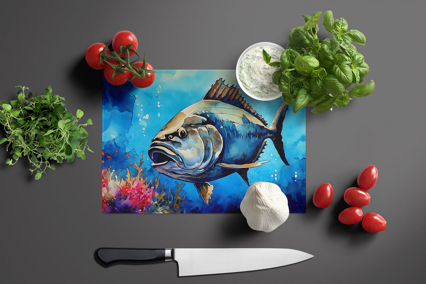 Bluefin Tuna Glass Cutting Board