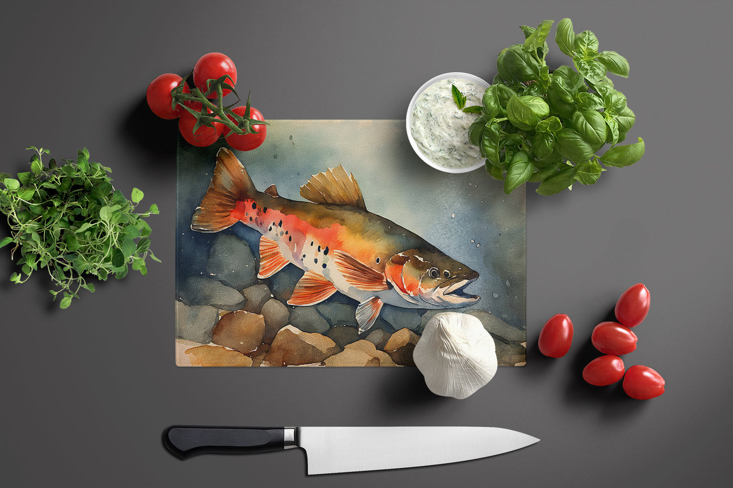 Brook Trout Glass Cutting Board