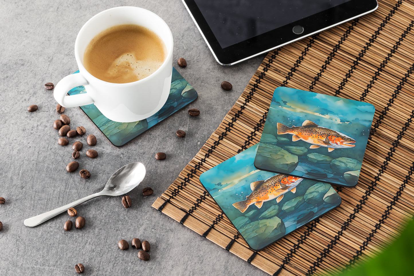 Brown Trout Foam Coasters