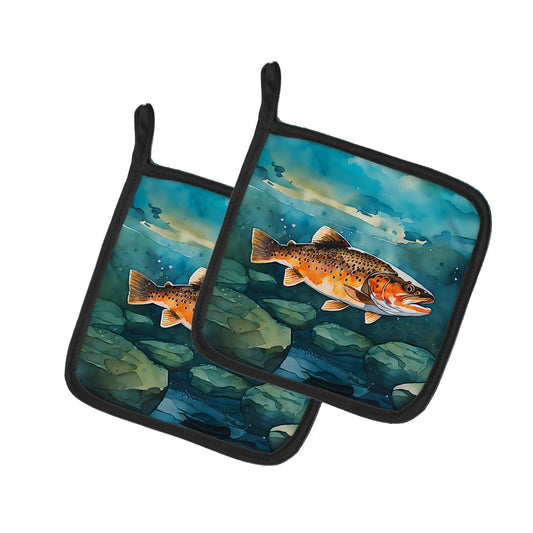 Buy this Brown Trout Pair of Pot Holders