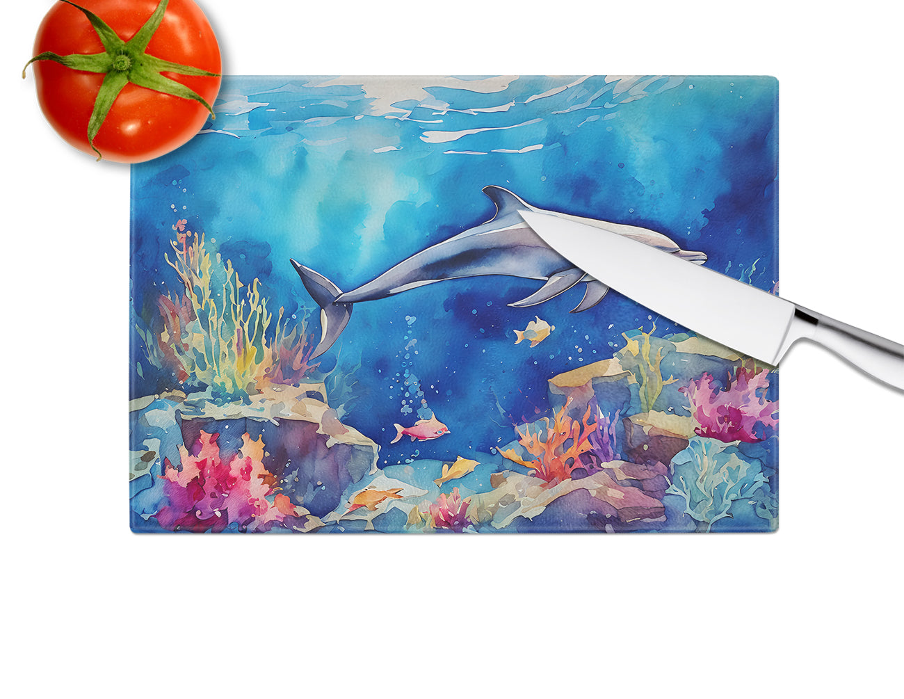 Dolphin Glass Cutting Board