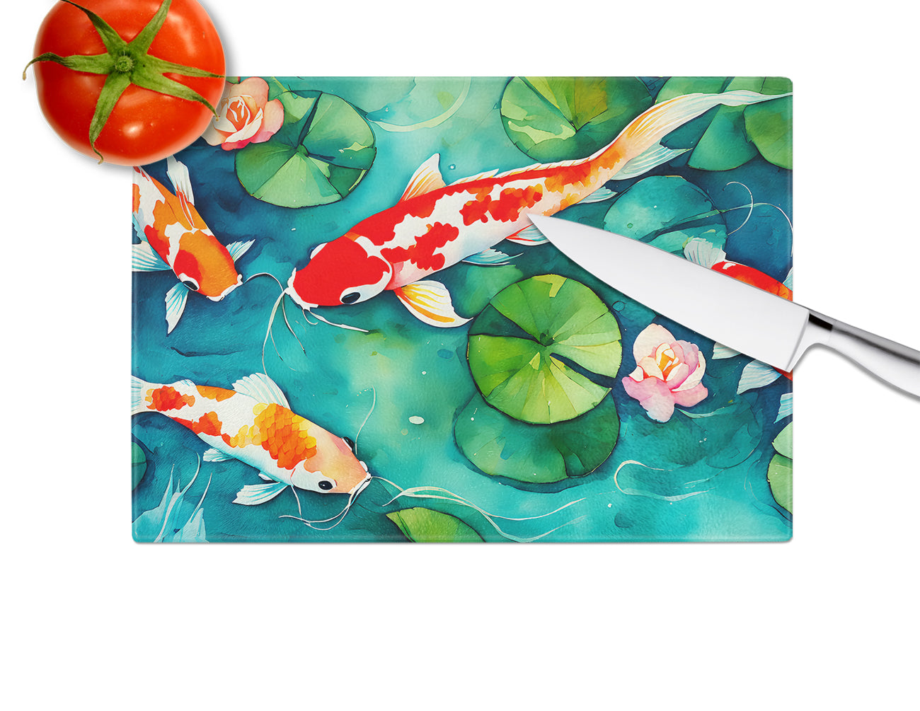 Koi Fish Glass Cutting Board