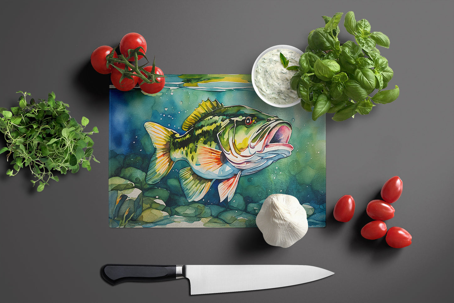 Largemouth Bass Glass Cutting Board