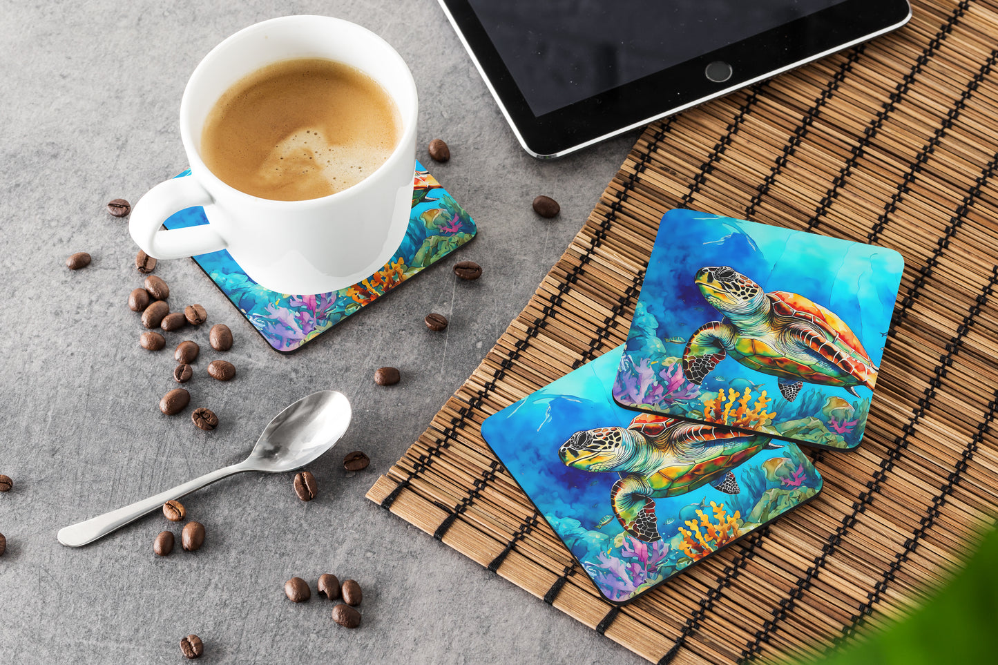 Loggerhead Sea Turtle Foam Coasters