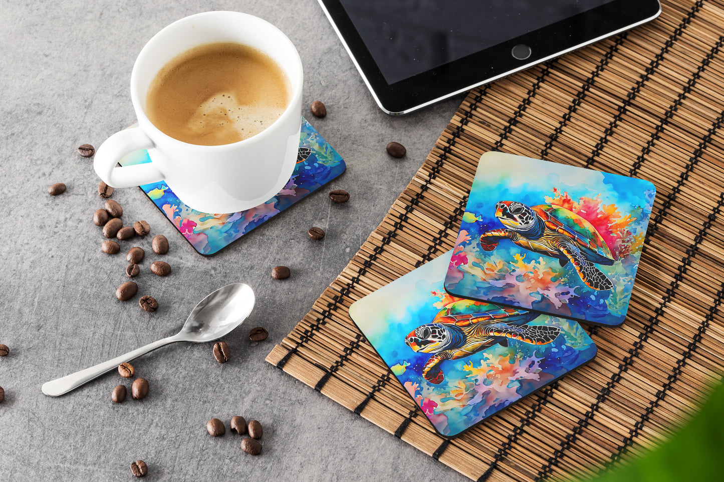 Loggerhead Sea Turtle Foam Coasters