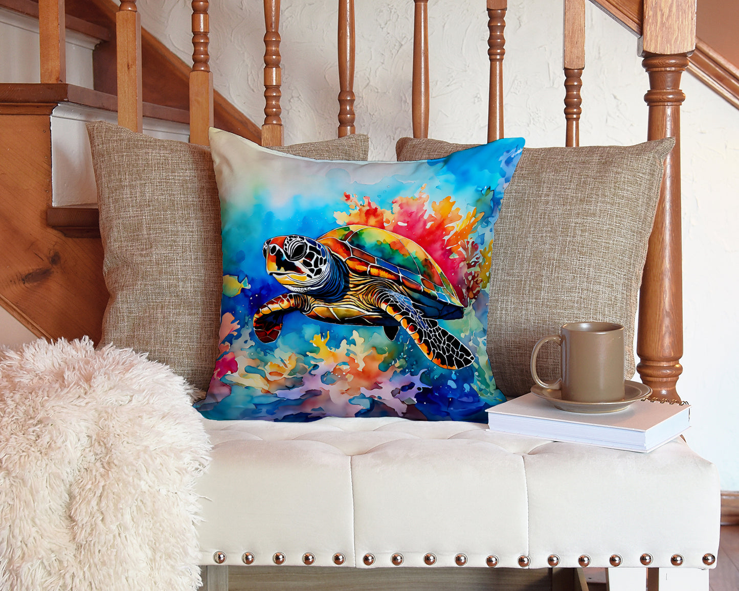 Loggerhead Sea Turtle Throw Pillow