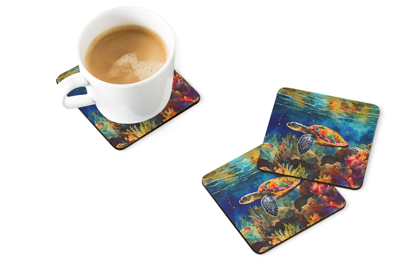 Loggerhead Sea Turtle Foam Coasters