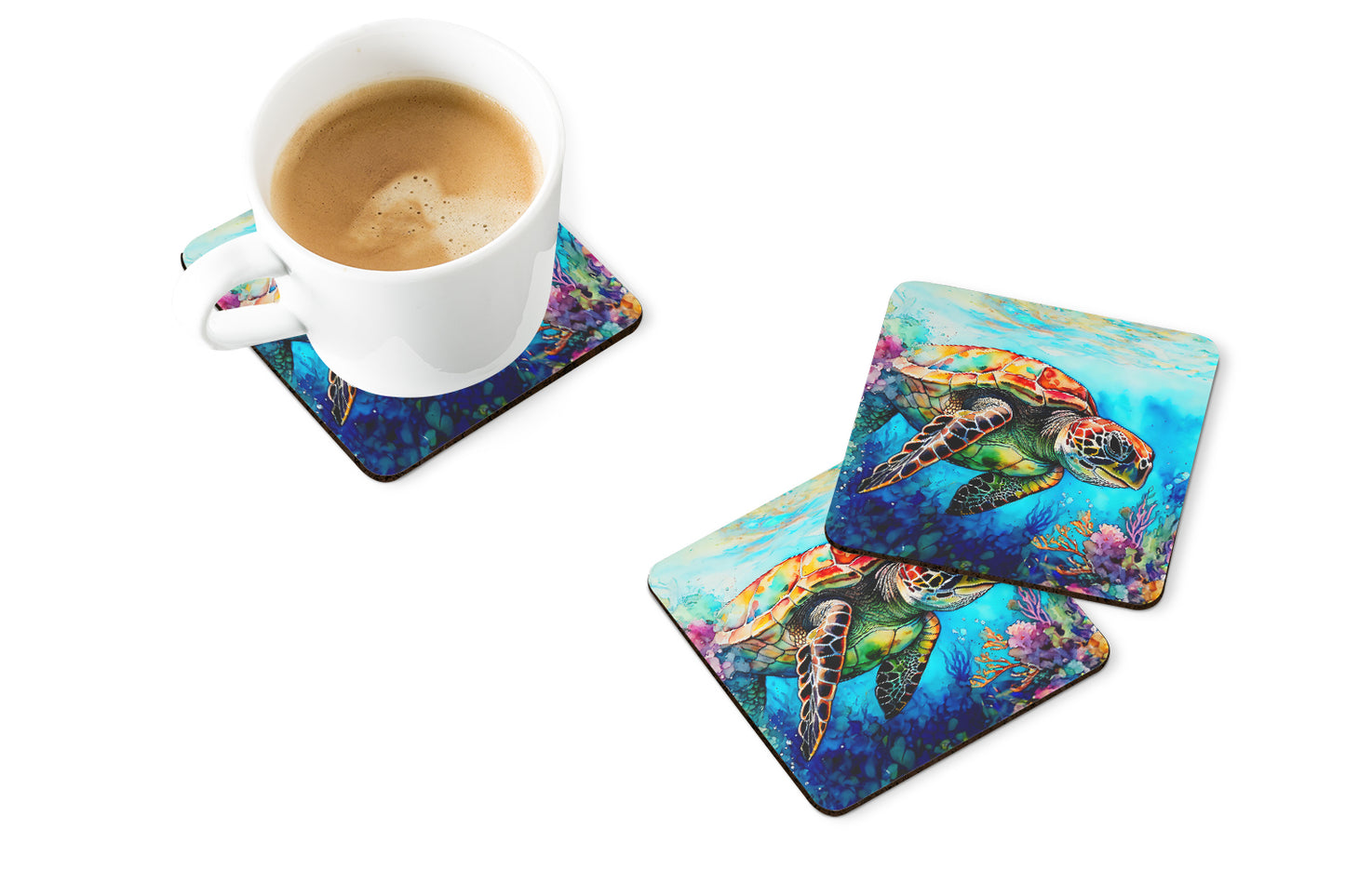 Loggerhead Sea Turtle Foam Coasters