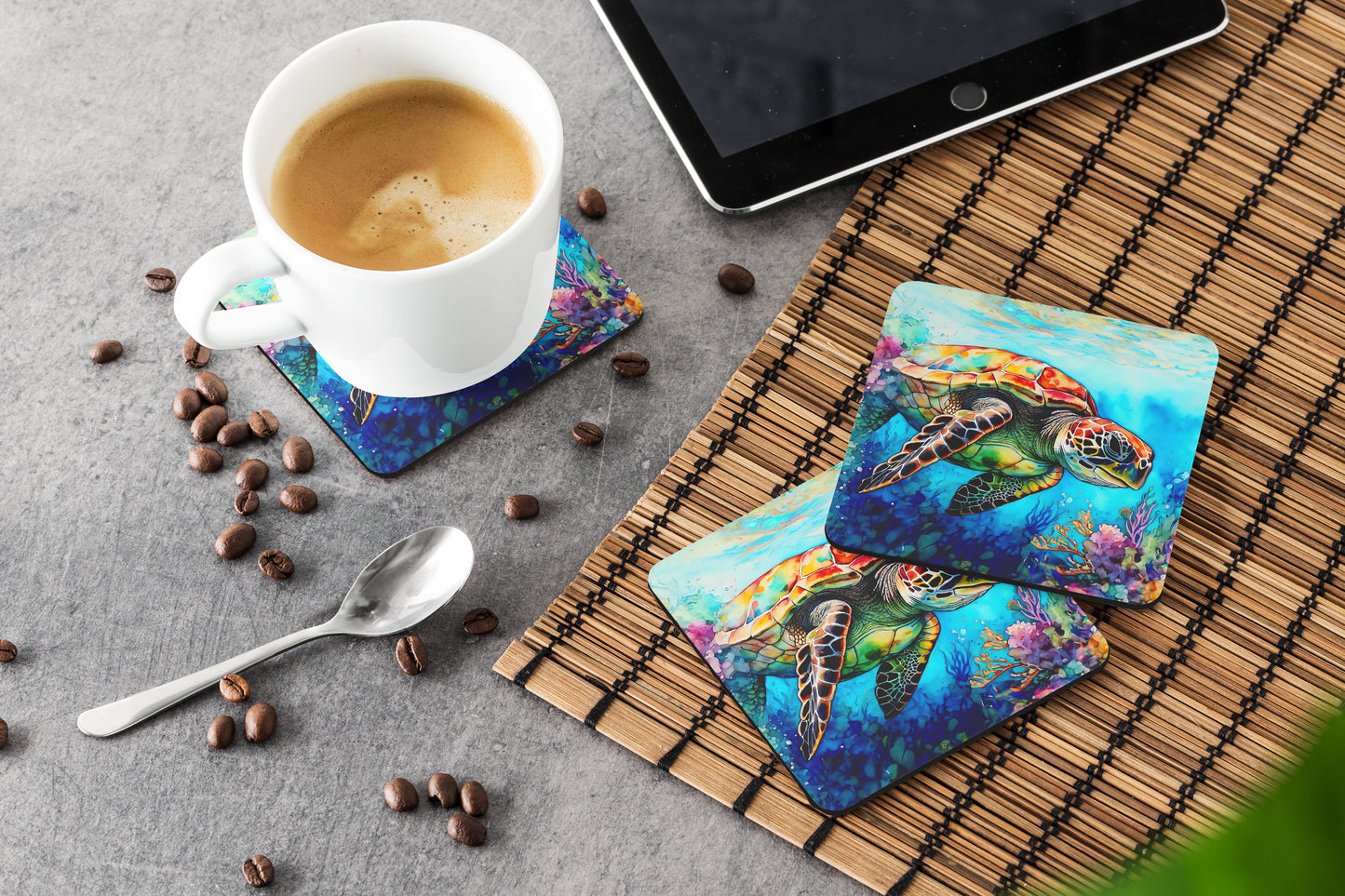 Loggerhead Sea Turtle Foam Coasters