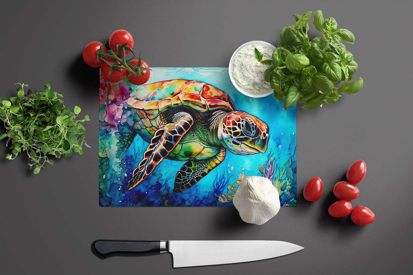 Loggerhead Sea Turtle Glass Cutting Board