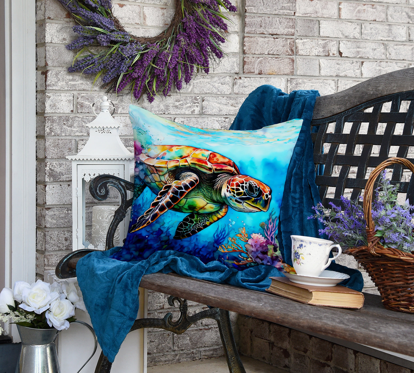 Loggerhead Sea Turtle Throw Pillow