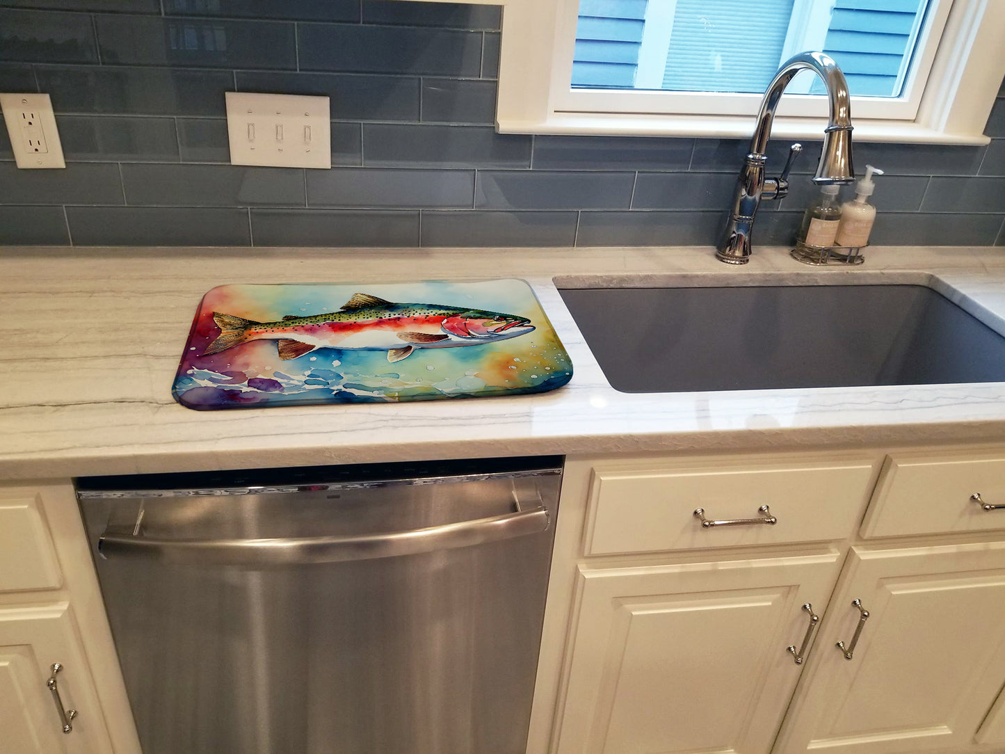 Rainbow Trout Dish Drying Mat