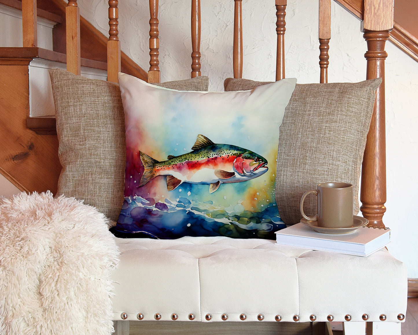 Rainbow Trout Throw Pillow