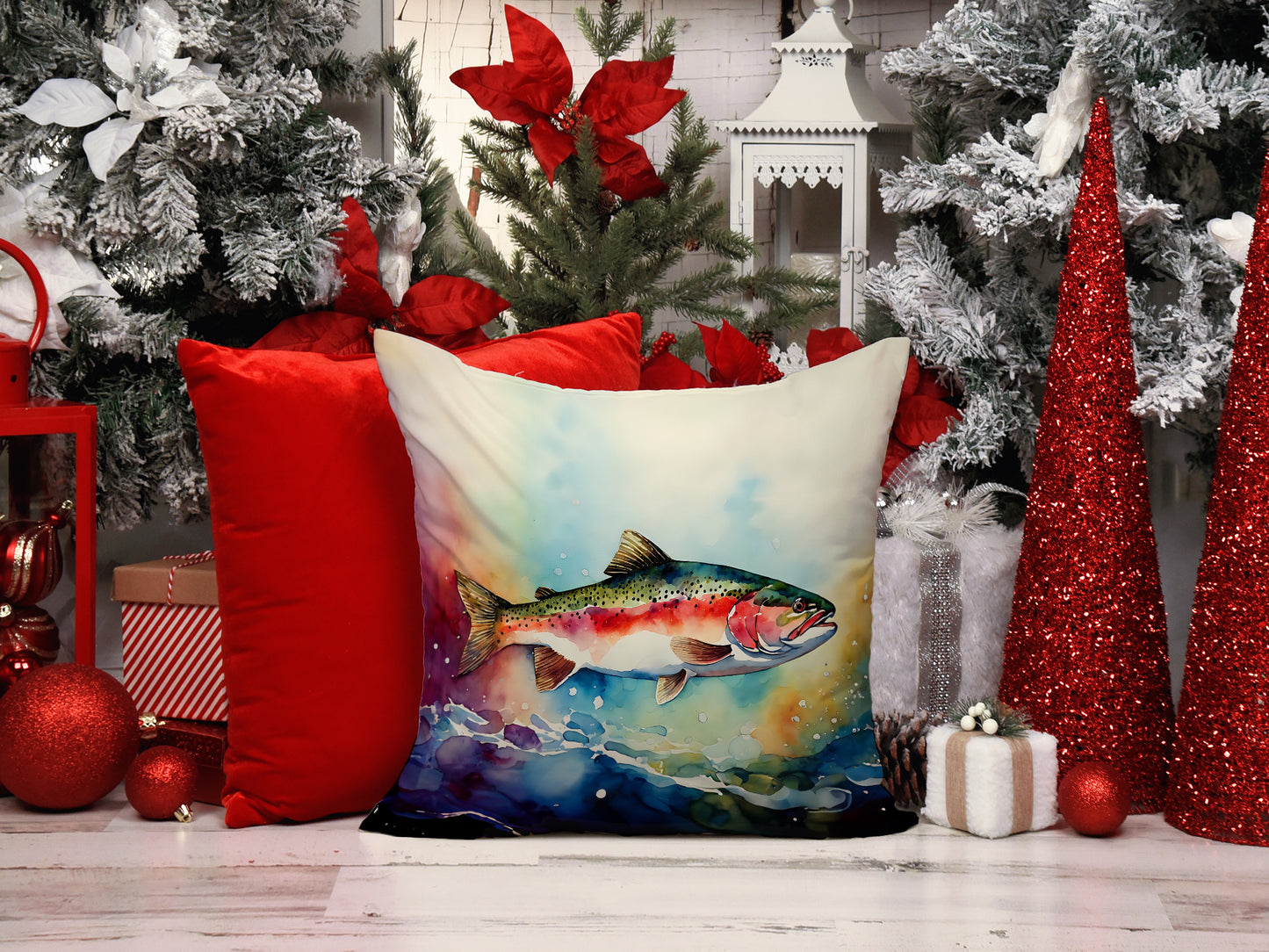 Rainbow Trout Throw Pillow