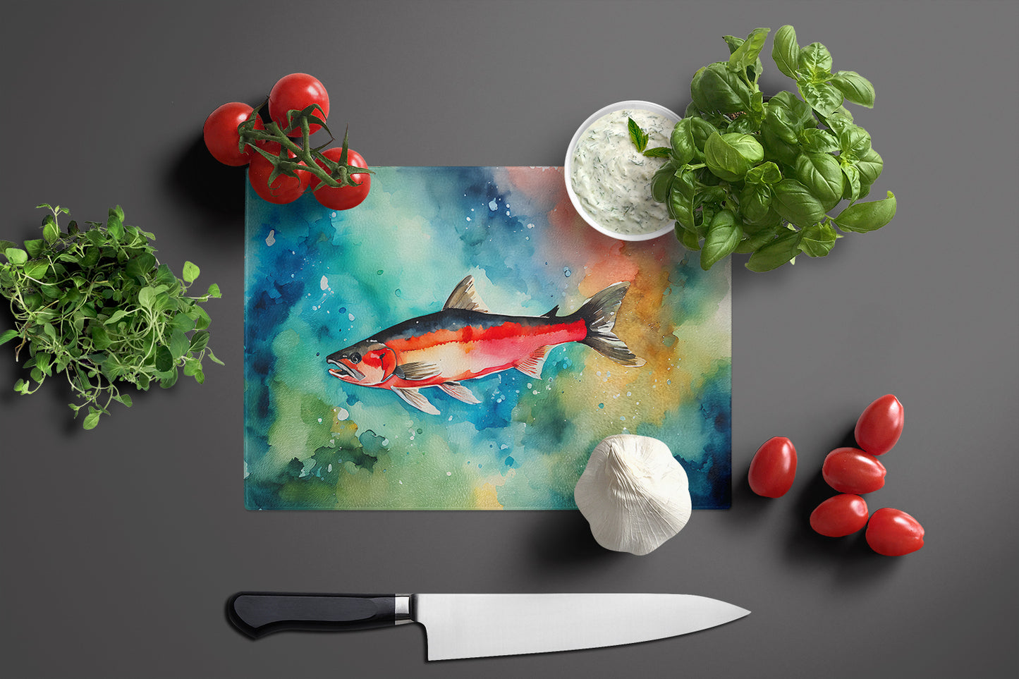 Salmon Glass Cutting Board