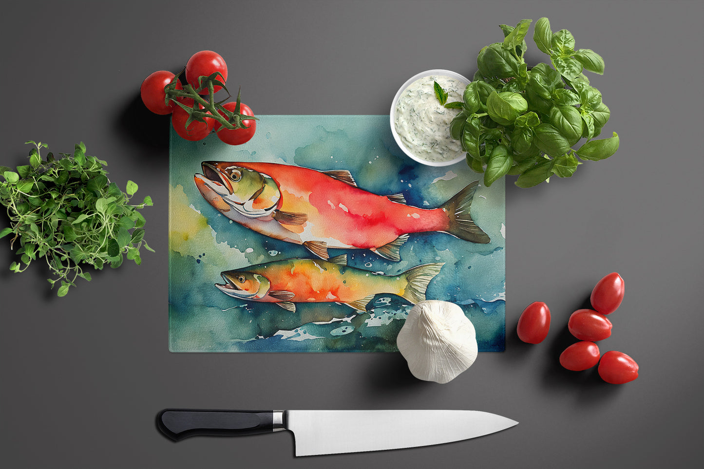 Salmon Glass Cutting Board