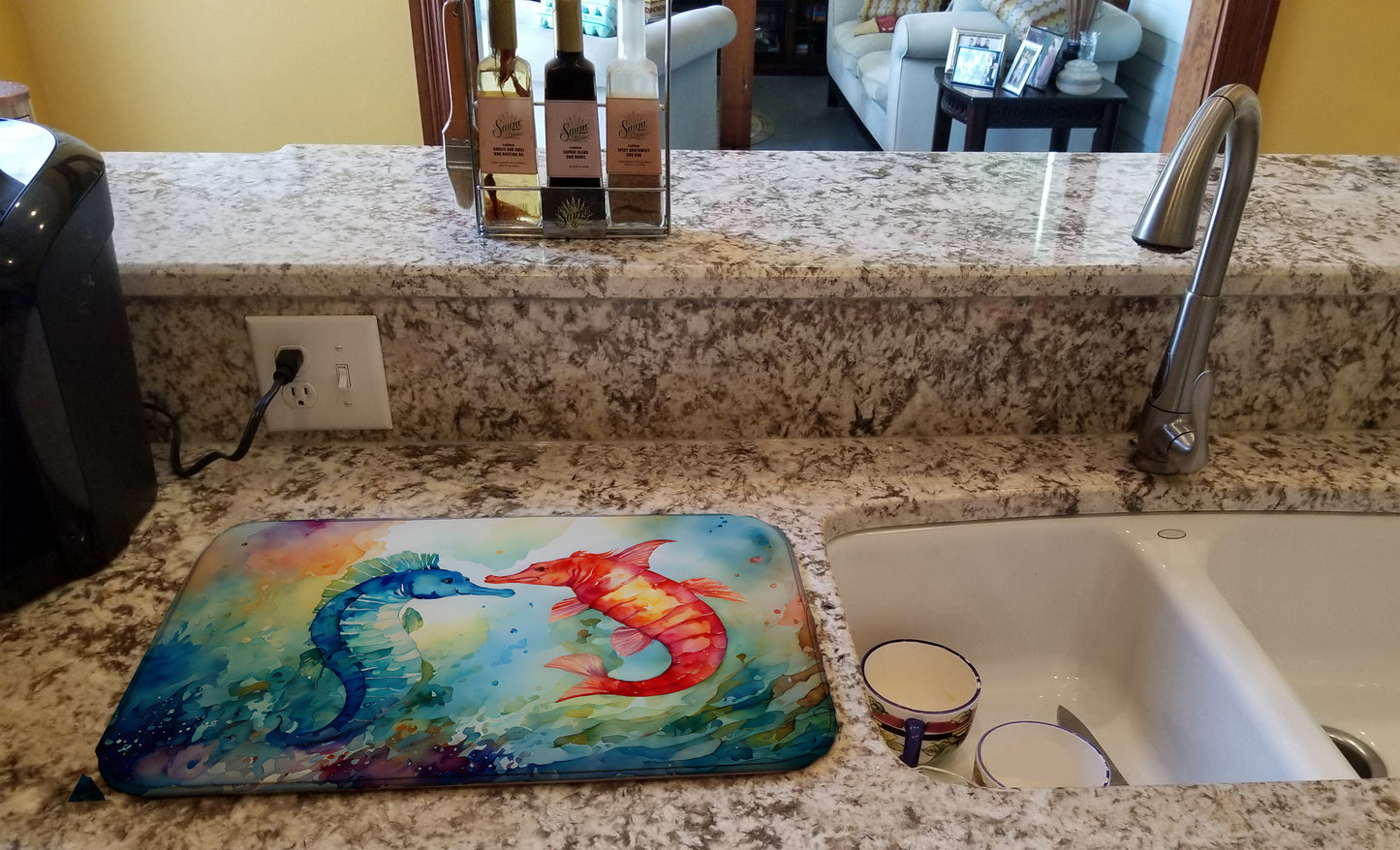 Seahorses Dish Drying Mat
