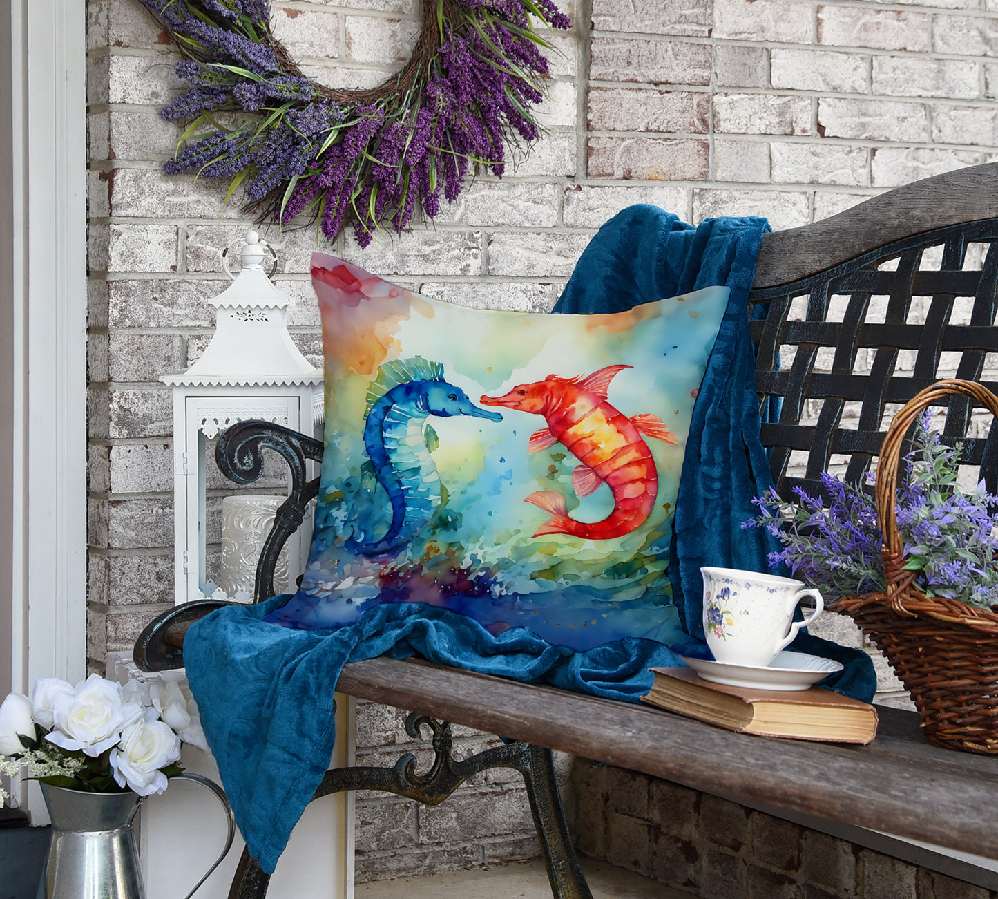 Seahorses Throw Pillow