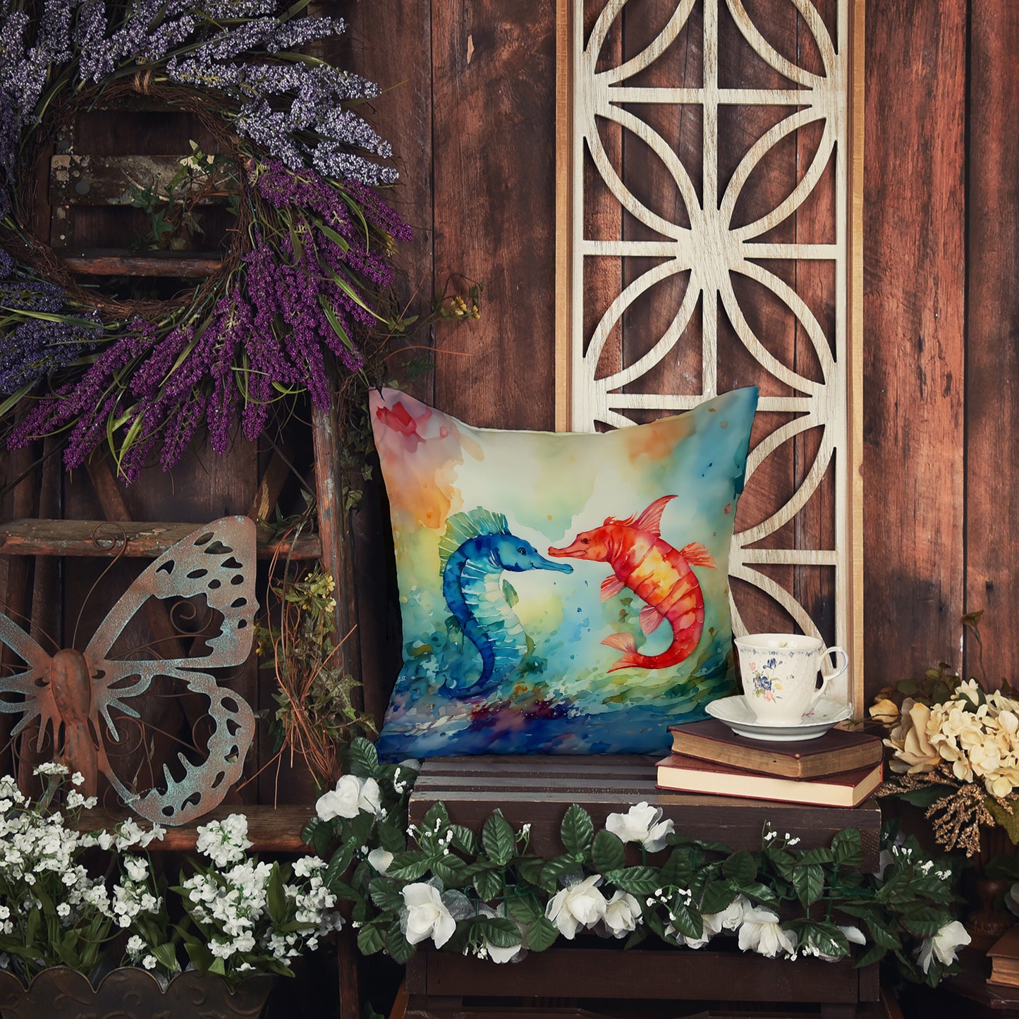 Seahorses Throw Pillow