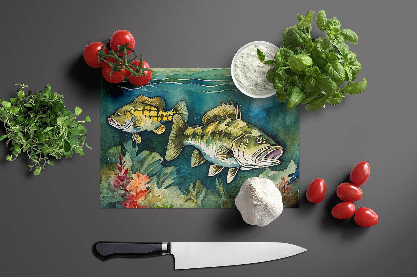 Smallmouth Bass Glass Cutting Board